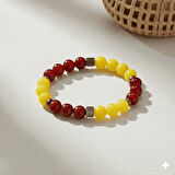 Küre Kesim Sarı Kırmızı Jade Akik Hematit Doğaltaş Kadın Taraftar Bileklik