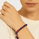 Makrome Örgülü Küre Kesim Bordo Mavi Jade Hematit Doğaltaş Kadın Taraftar Bileklik