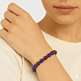 Küre Kesim Bordo Mavi Jade Doğaltaş Kadın Taraftar Bileklik M2