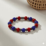 Küre Kesim Bordo Mavi Jade Doğaltaş Kadın Taraftar Bileklik M2