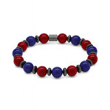 Küre Kesim Bordo Mavi Jade Doğaltaş Kadın Taraftar Bileklik M2