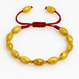 Makrome Örgülü Arpa Kesim Sarı Beyaz Renkli King Seccer Damla Kehribar Kadın Bileklik