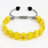 Makrome Örgülü Sarı Beyaz Renkli Doğal Damla Kehribar Rolex Kadın Bileklik