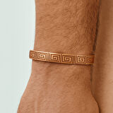 Erkek Bakır Bileklik - Greek Desenli - Esnek Yapılı