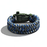Pusulalı Çakmaklı Taktik Paracord Bileklik - Deniz Kamuflaj Desen - Kamp ve Doğa Sporları İçin