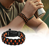 Pusulalı Çakmaklı Taktik Paracord Bileklik - Alev Kamuflaj Desen - Kamp ve Doğa Sporları İçin