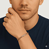 Erkek Bakır Pirinç Bileklik - Taşlamalı Burma Model - Otantik Tasarım - Ayarlanabilir Yapı