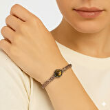 Kadın Bakır Bileklik - Kaplan Gözü Doğaltaşlı - Otantik Tasarım - Ayarlanabilir Yapı