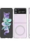 Samsung Galaxy Z Flip 3 Kılıf Magsafe Wireless Kablosuz Şarj Uyumlu Manyetik Şeffaf Kapak