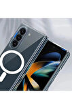 Samsung Galaxy Z Fold 5 Kılıf Magsafe Wireless Kablosuz Şarj Uyumlu Manyetik Şeffaf Kapak