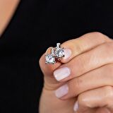 Zirkon Tek Taşlı "U" Tasarım 925 Ayar Gümüş Kadın Küpe