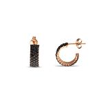 Siyah Zirkon Taşlı Yarım Tur 925 Ayar Kadın Küpe