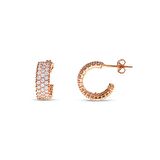 Zirkon Taşlı Yarım Tur Rose Renk 925 Ayar Gümüş Kadın Küpe