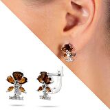 Zultanit Taşlı Kır Çiçeği Tasarım 925 Ayar Gümüş Küpe