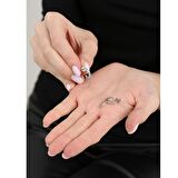 Oval Tek Taş Tasarım Sıralı Zirkon Taş Süslemeli Sallantılı Zincir Detaylı Silver Renk 925 Ayar Gümüş Kadın Küpe