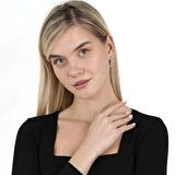 Çift Sıra Beyaz Zirkon Taşlı  925 Ayar Gümüş Gurmet Kadın Küpe