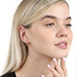 Popcorn Tasarım Rose Renk Tam Tur 925 Ayar Gümüş Kadın Küpe