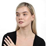 Popcorn Tasarım Gold Renk Tam Tur 925 Ayar Gümüş Kadın Küpe