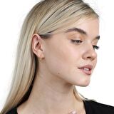 Popcorn Tasarım Gold Renk Tam Tur 925 Ayar Gümüş Kadın Küpe