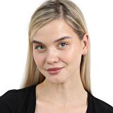 Mavi Mineli Nazar Boncuğu Detaylı Rose Renk 925 Ayar Gümüş Kadın Küpe