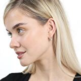 Beyaz Zirkon Taşlı Küre Top Sallantılı Rose Renk 925 Ayar Gümüş Kadın Küpe