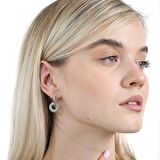 Beyaz Zirkon Taşlı Hulahop Model Silver Renk 925 Ayar Gümüş Kadın Küpe