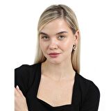Beyaz Zirkon Taşlı Hulahop Model Rose Renk 925 Ayar Gümüş Kadın Küpe