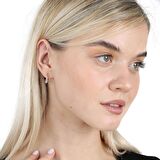 Beyaz Zirkon Taşlı Sonsuzluk Detaylı Rose Renk 925 Ayar Gümüş Tek Taş Kadın Küpe