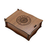 Özel Mesaj Yazılı Kahverengi Ahşap Hediye Takı Seti Kutusu - M4