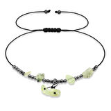 Makrome Örgülü Natural Kesim Yeşim Taşı Doğaltaş Halhal