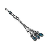 Turkuaz Zirkon Taşlı 3'lü Uzun Model 1000 Ayar Gümüş Kazaz Püskül