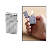 Kişiye Özel İsim Yazılı Zippo Tasarım Kare Desenli Gümüş Renk Taşlı Çakmak