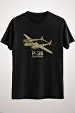 Erkek Siyah Ww2 P-38 Lightning Airplane