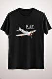 Erkek Siyah Ww2 P-47 Thunderbolt Airplane