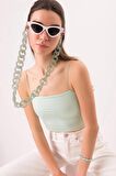 Mint İp Askılı Yeşil Crop Top