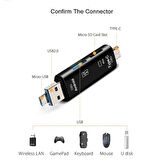 5'i 1 arada USB Tip C / USB / Mikro USB / TF / SD Hafıza Kartı Okuyucu OTG Adaptörü
