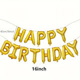 1 Set 40.64 Cm Altın Doğum Günü Folyo Balonları Happy Birthday yazılı