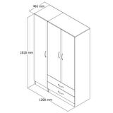 3 Kapılı İki Çekmeceli Geniş Gardrop Çam - GRD0502