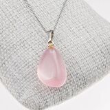 Pembe Kuvars Taşı Kolye-Kararmaz Zincirli