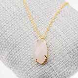 Pembe Kuvars Taşı Kolye-Gold Renk