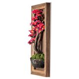 Timber Bonsai Tablaeu 2-1 - Masif Ahşap Çerçeveli 3 Boyutlu Yapay Ağaç Tablosu 35x65 Cm