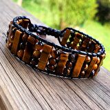 Doğal Taş Kaplan Gözü Bileklik / Asil ve Şık Tasarım Bileklik / Doğal Taş Erkek Bileklik / Hediye Bileklik / Erkek Bileklik / Sakinlik / Rahatlatıcı