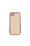 Apple iPhone 7 Kılıf Kenarları Gold Kamera Korumalı Renkli Pastel Silikon Rose Gold