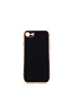 Apple iPhone 8 Kılıf Kenarları Gold Kamera Korumalı Renkli Pastel Silikon Siyah