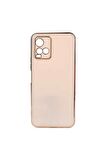 Vivo Y33S Kılıf Kenarları Gold Kamera Korumalı Renkli Pastel Silikon Rose Gold