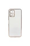 Vivo Y32 Kılıf Kenarları Gold Kamera Korumalı Renkli Pastel Silikon Beyaz