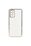 Samsung Galaxy Note 20 Ultra Kılıf Kenarları Gold Kamera Korumalı Renkli Pastel Silikon Beyaz