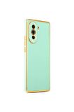 Huawei Nova 10 Uyumlu Kılıf Kenarları Gold Kamera Korumalı Renkli Pastel Silikon Açık Yeşil