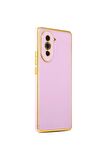 Huawei Nova 10 Pro Kılıf Kenarları Gold Kamera Korumalı Renkli Pastel Silikon Lila
