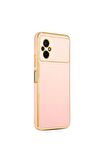 Xiaomi Poco M5 Kılıf Kenarları Gold Kamera Korumalı Renkli Pastel Silikon Rose Gold